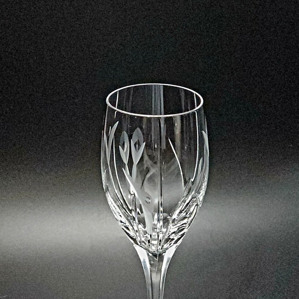 2 Mikasa Calla Lily Wine Glass 8.5" frosted cut crystal floral sculpted stem - Picture 7 of 9